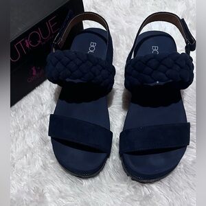 Corkys Navy Braided Strap Wedge